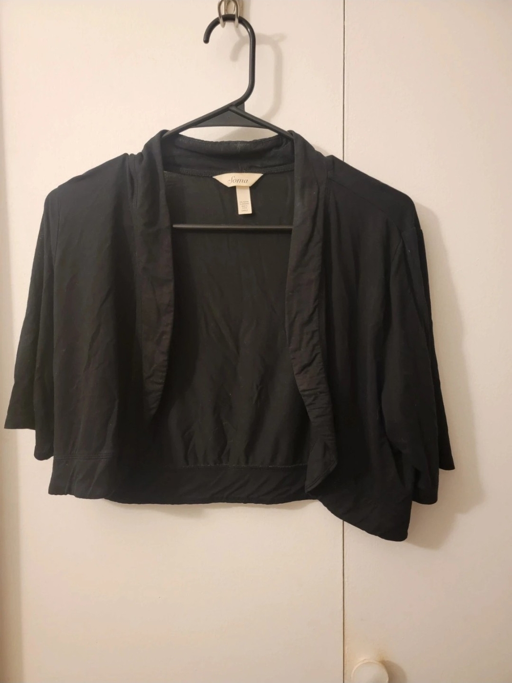 Soma Black Cropped Open-Front Shrug